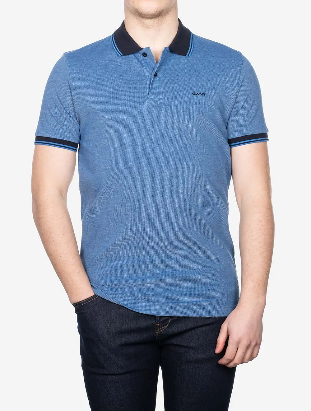 4 Colour Oxford Short Sleeve Pique Polo Day Blue