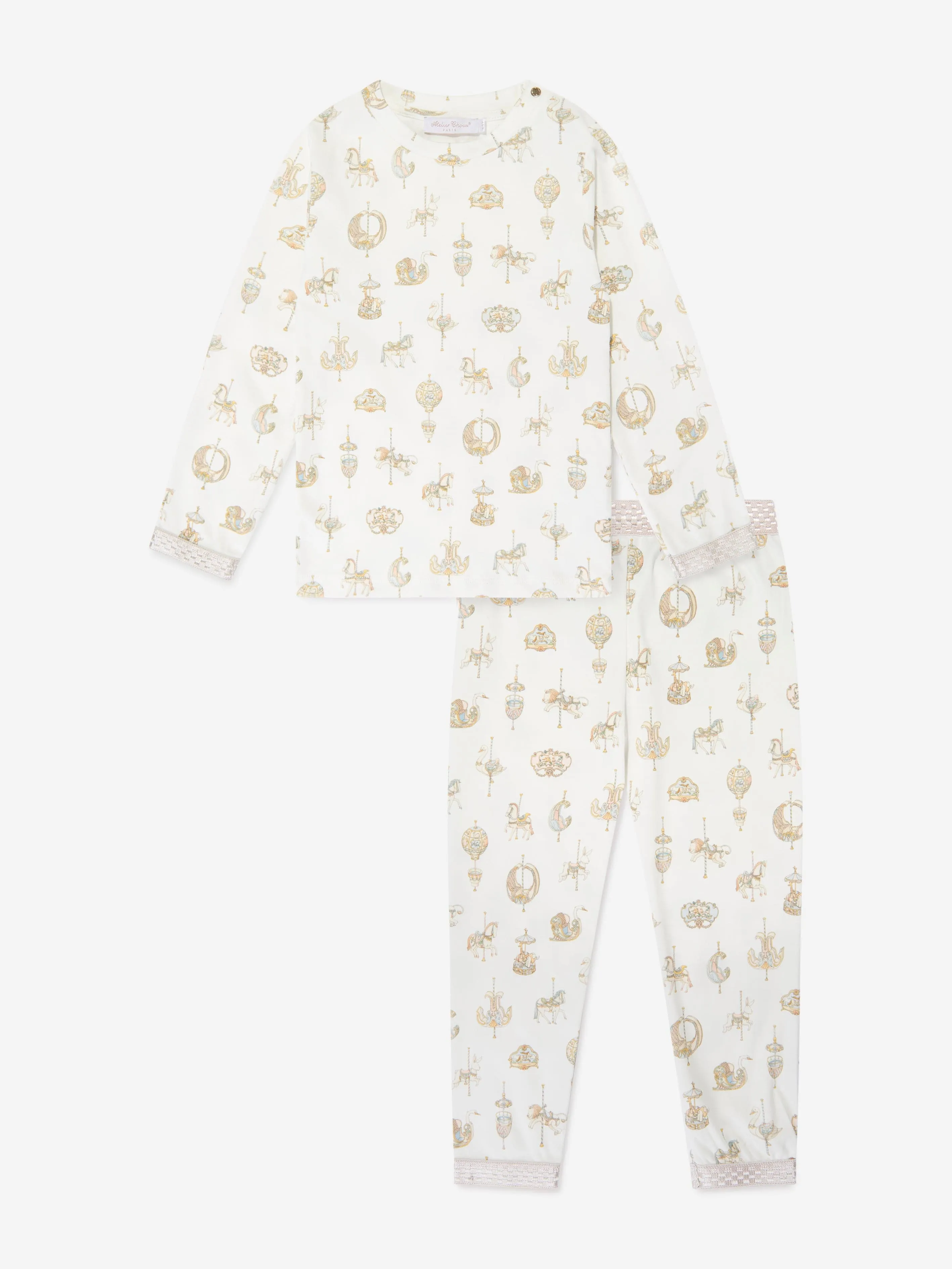 Atelier Choux Kids Carousel Loungewear Set in White