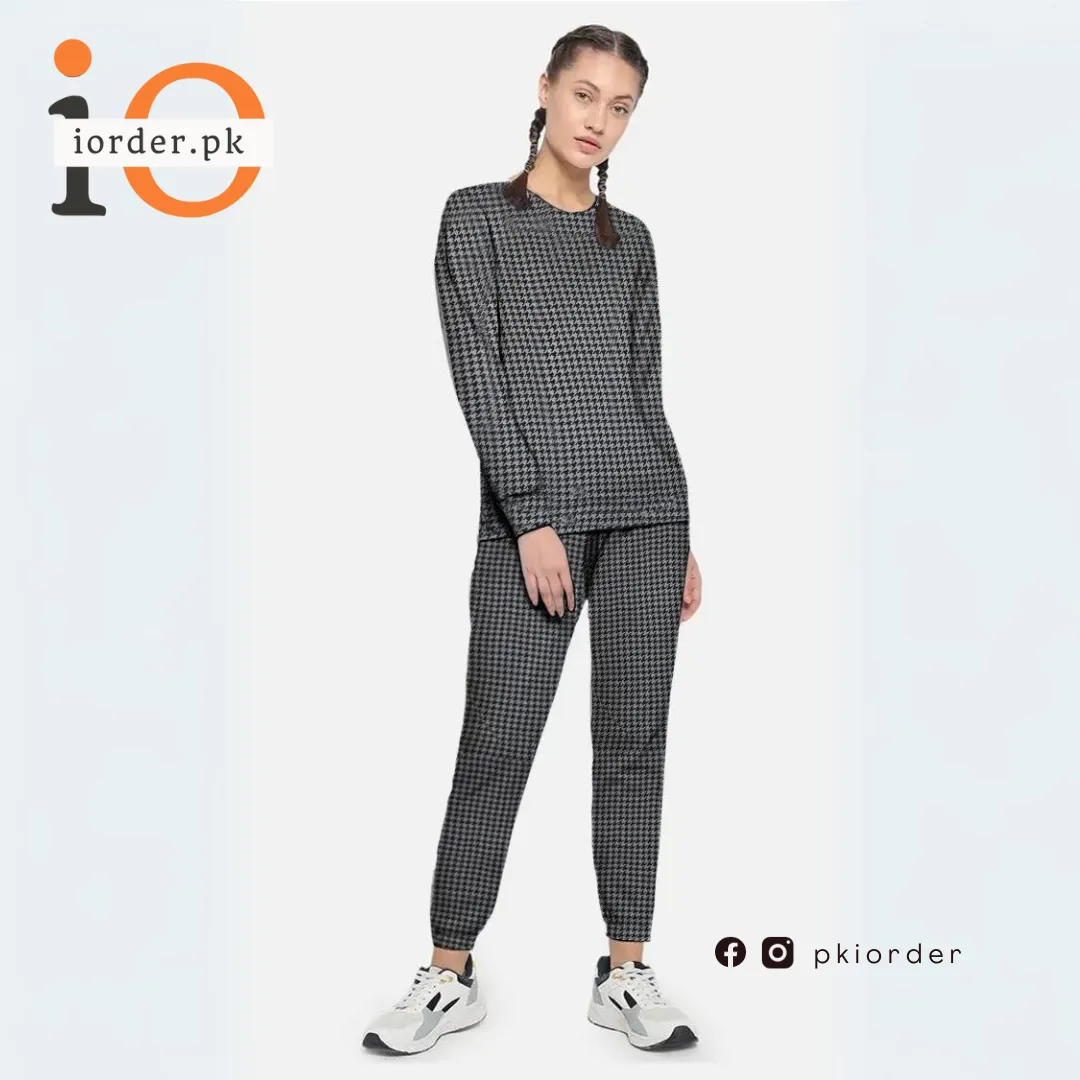 Black Check Pattern Loungewear Set