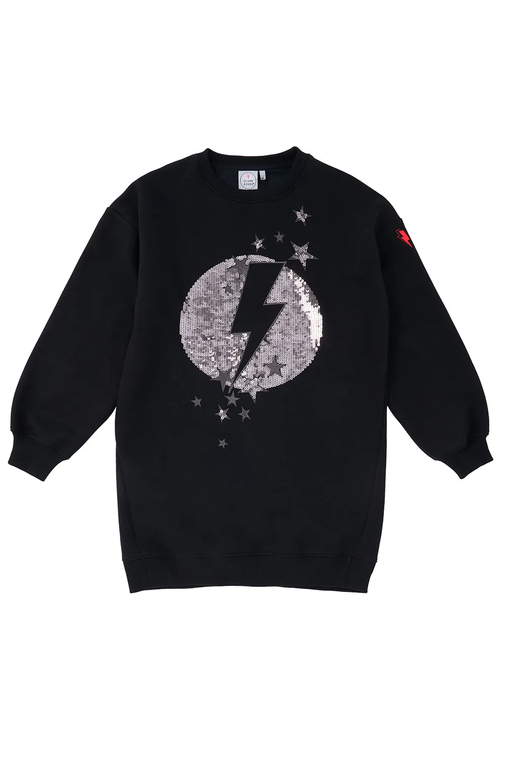 Black with Sequin Lightning Bolt Oversized Tunic