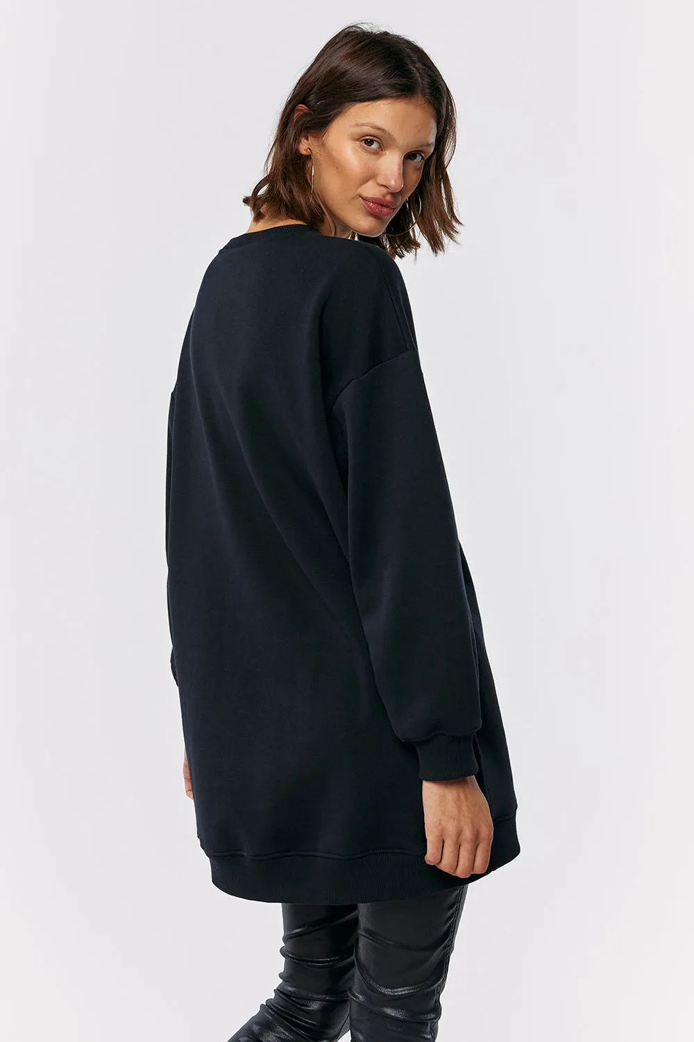 Black with Sequin Lightning Bolt Oversized Tunic