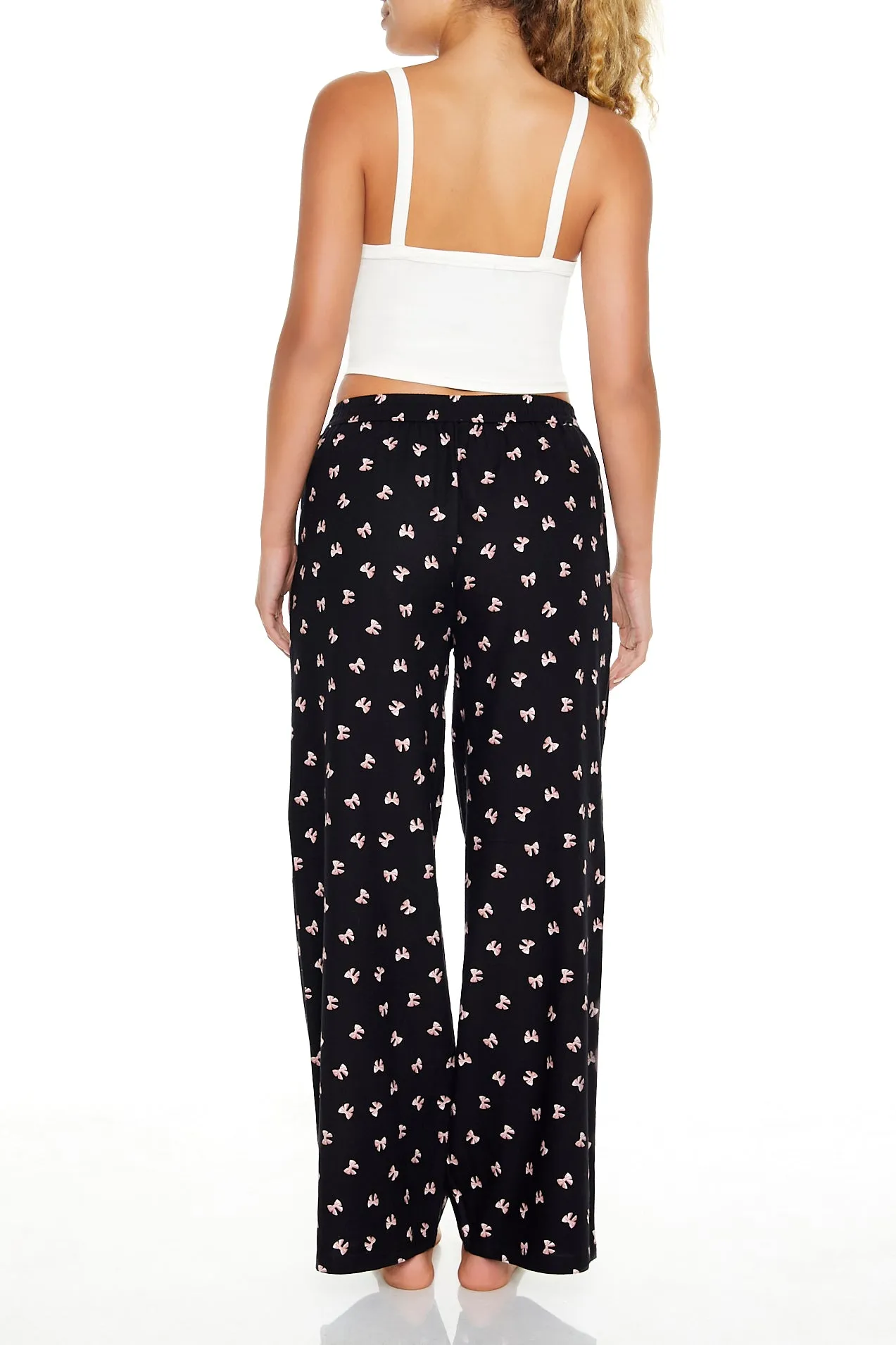 Bow Print Wide Leg Pajama Pant