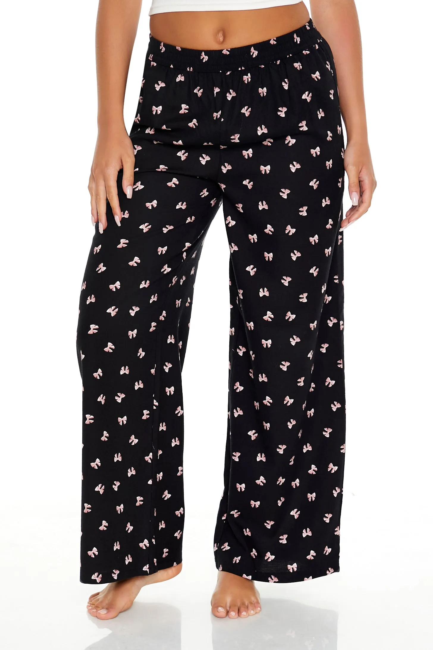 Bow Print Wide Leg Pajama Pant