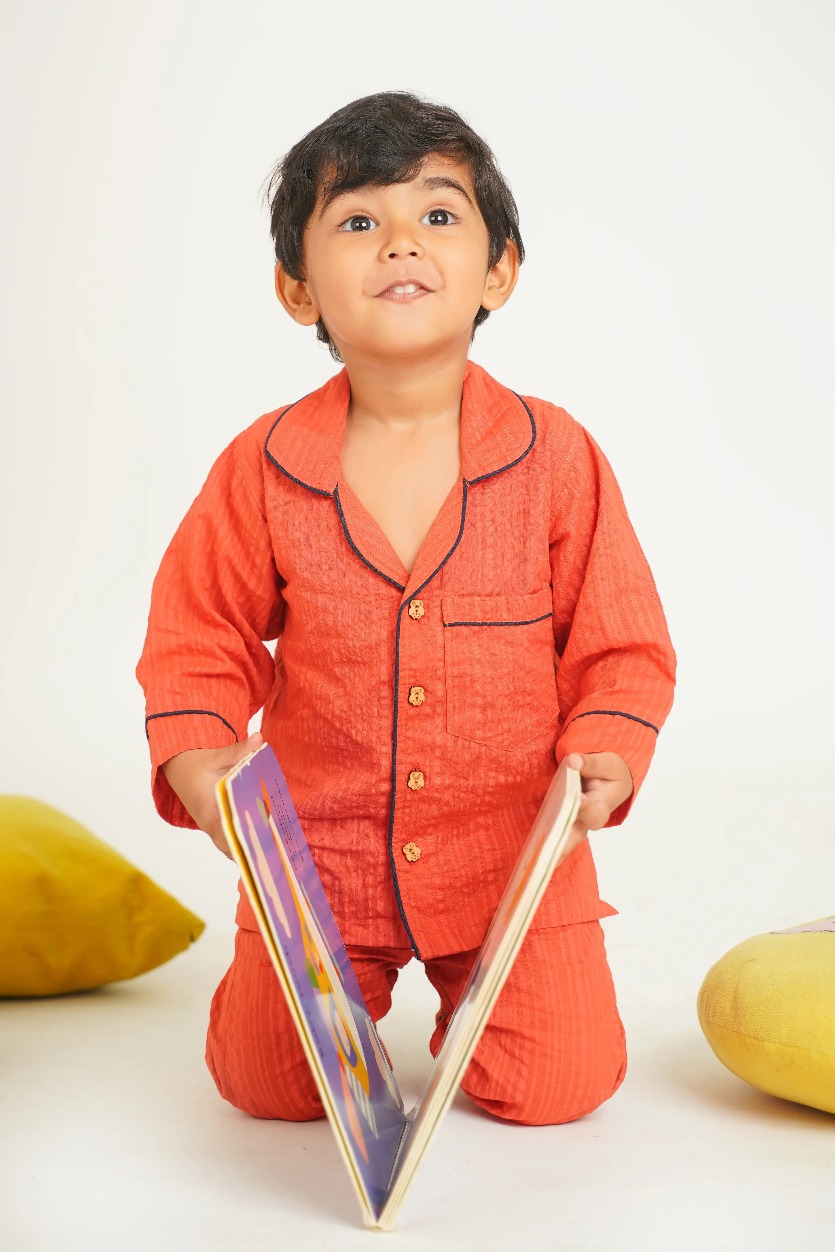 Boys Seersucker 100% super soft Cotton Loungewear - Rust