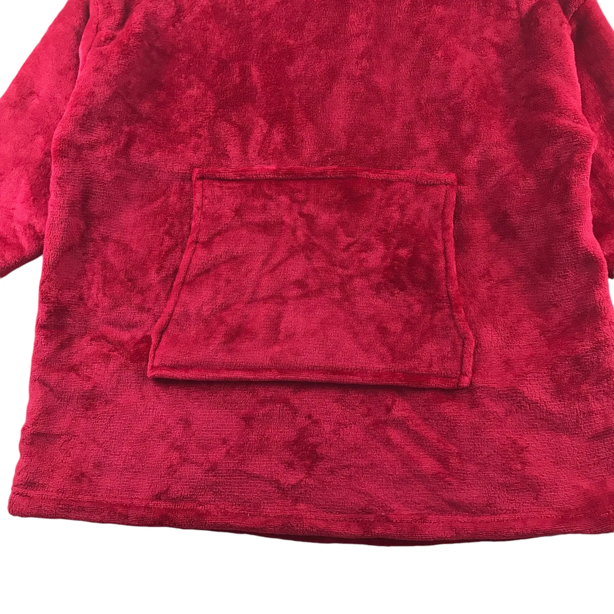 Burgundy blanket hoodie 11-13 fluffy velour texture loungewear