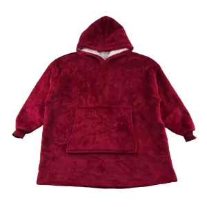 Burgundy blanket hoodie 11-13 fluffy velour texture loungewear