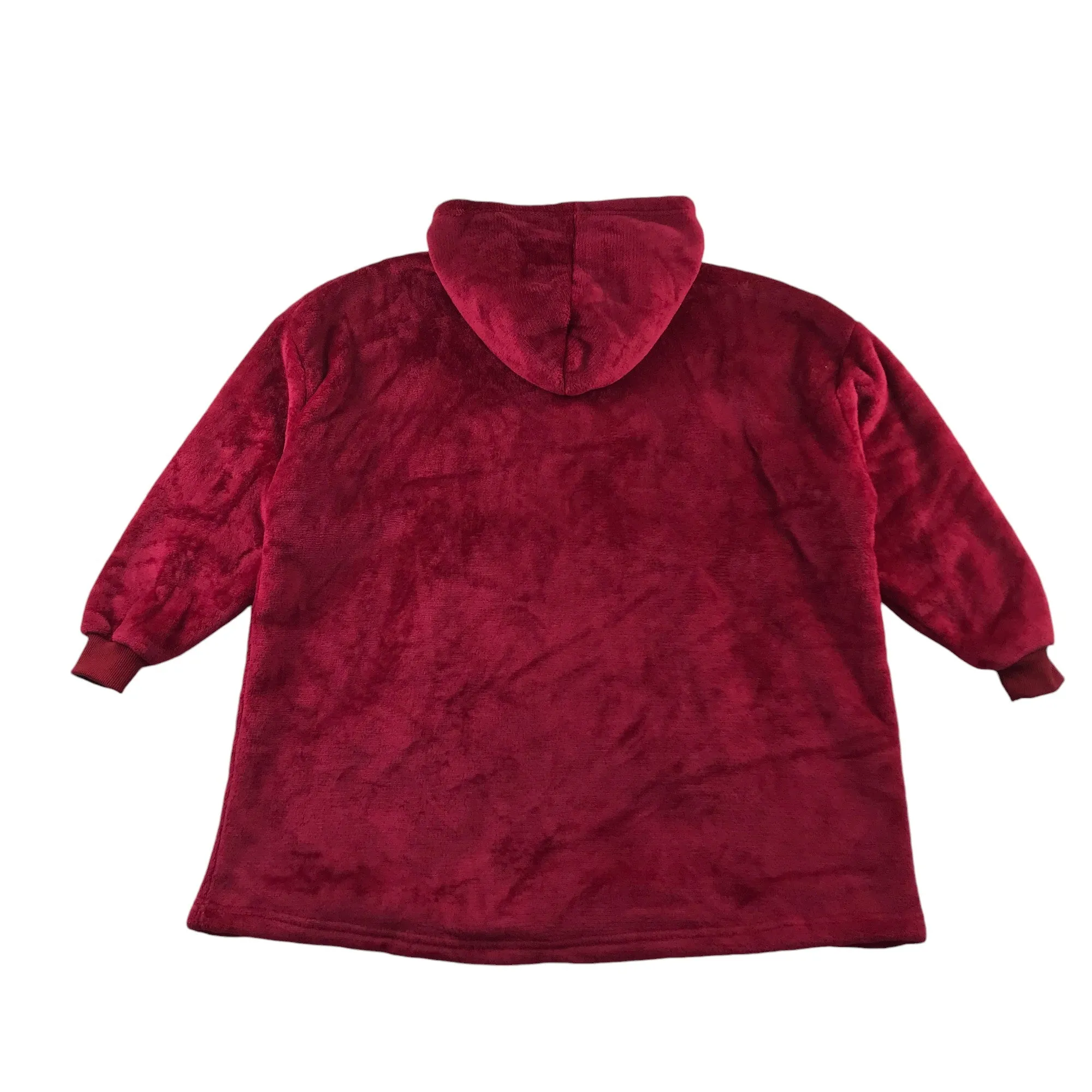 Burgundy blanket hoodie 11-13 fluffy velour texture loungewear