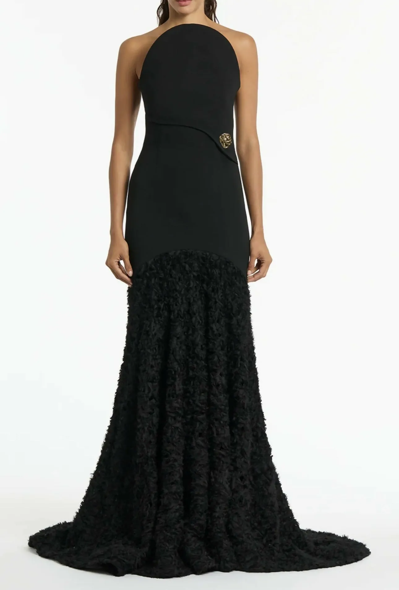 Carla Zampatti Black Nastro Strapless Gown