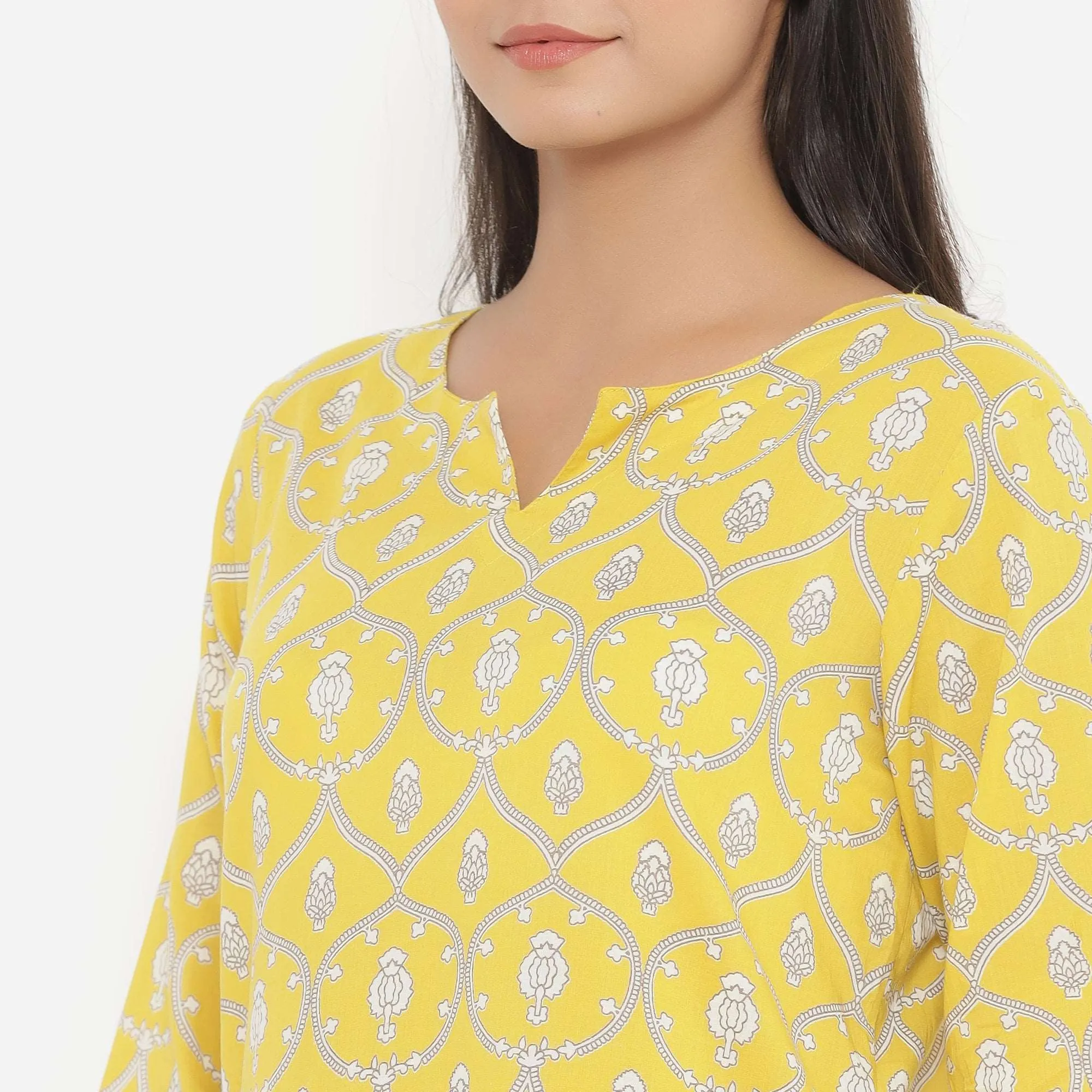 Chandelier Print On Yellow Loungewear Top Set