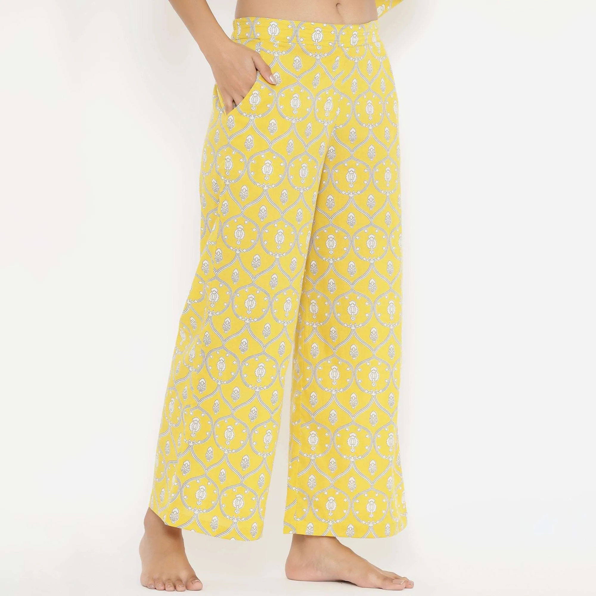 Chandelier Print On Yellow Loungewear Top Set