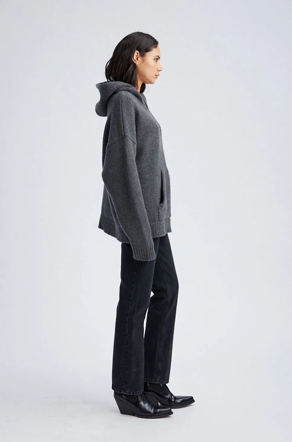 Charcoal Heavy Cashmere Oversized Hoodie