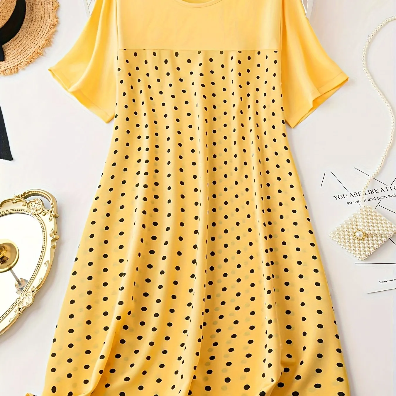 Chic Comfort Plus Size Polka Dot Print Casual Lounge Dress for Women