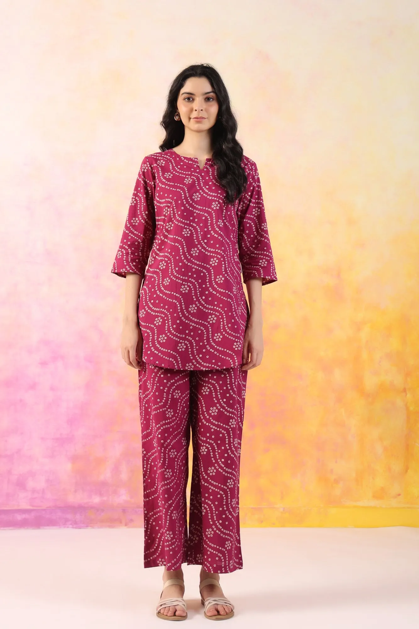 Cultural Charm Cotton Palazzo Loungewear Set