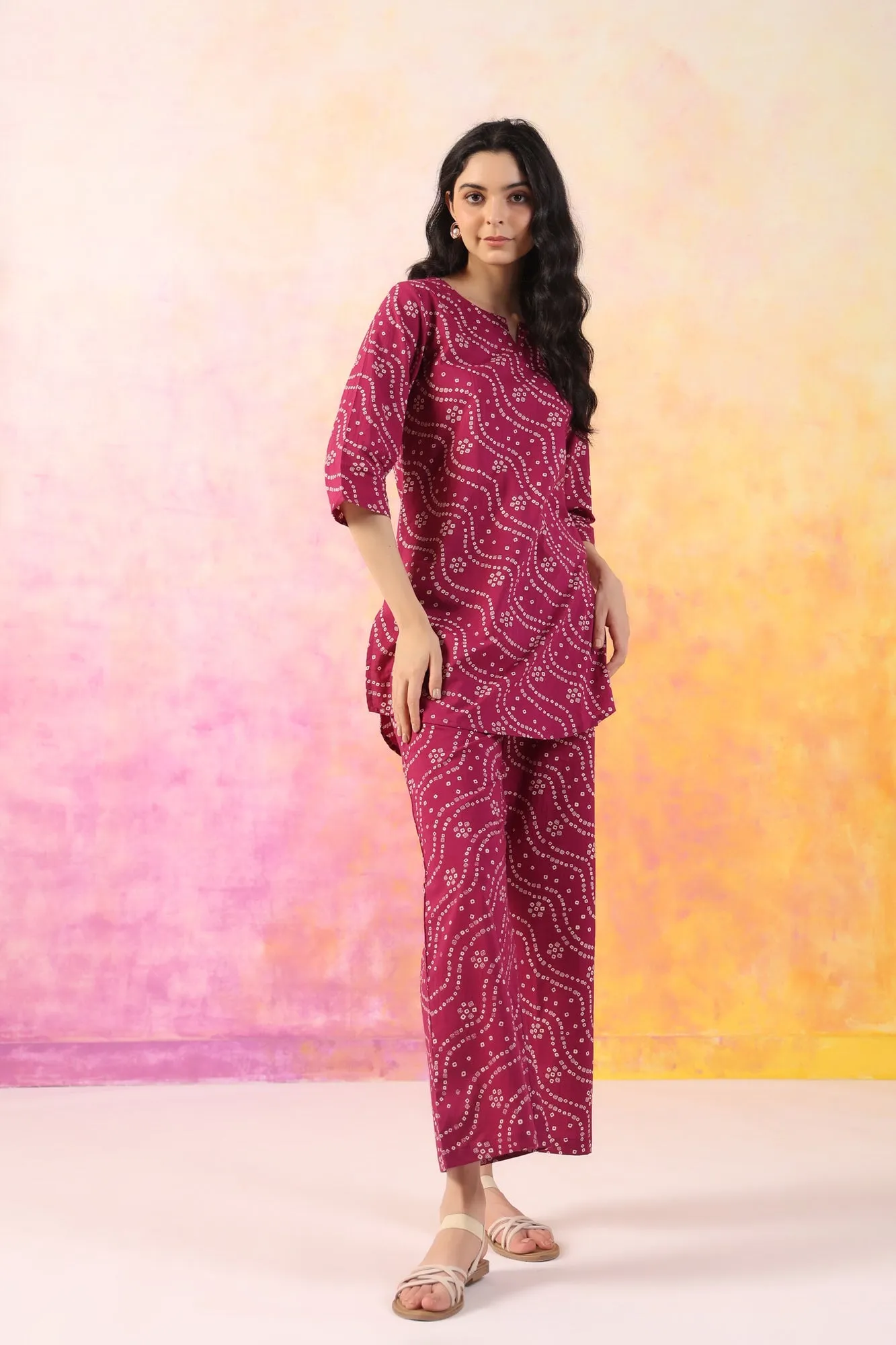 Cultural Charm Cotton Palazzo Loungewear Set