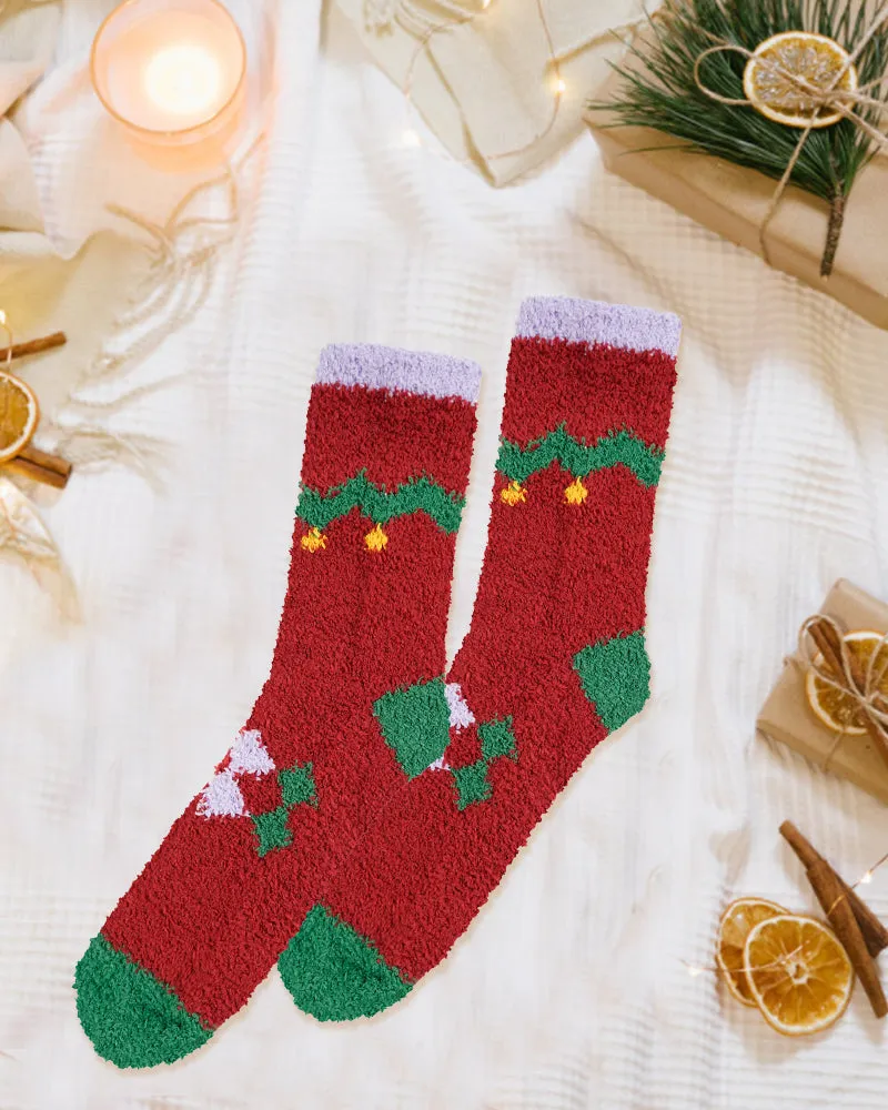 Cute Festive Print Cozy Warm Fluffy Socks (3 Pack)