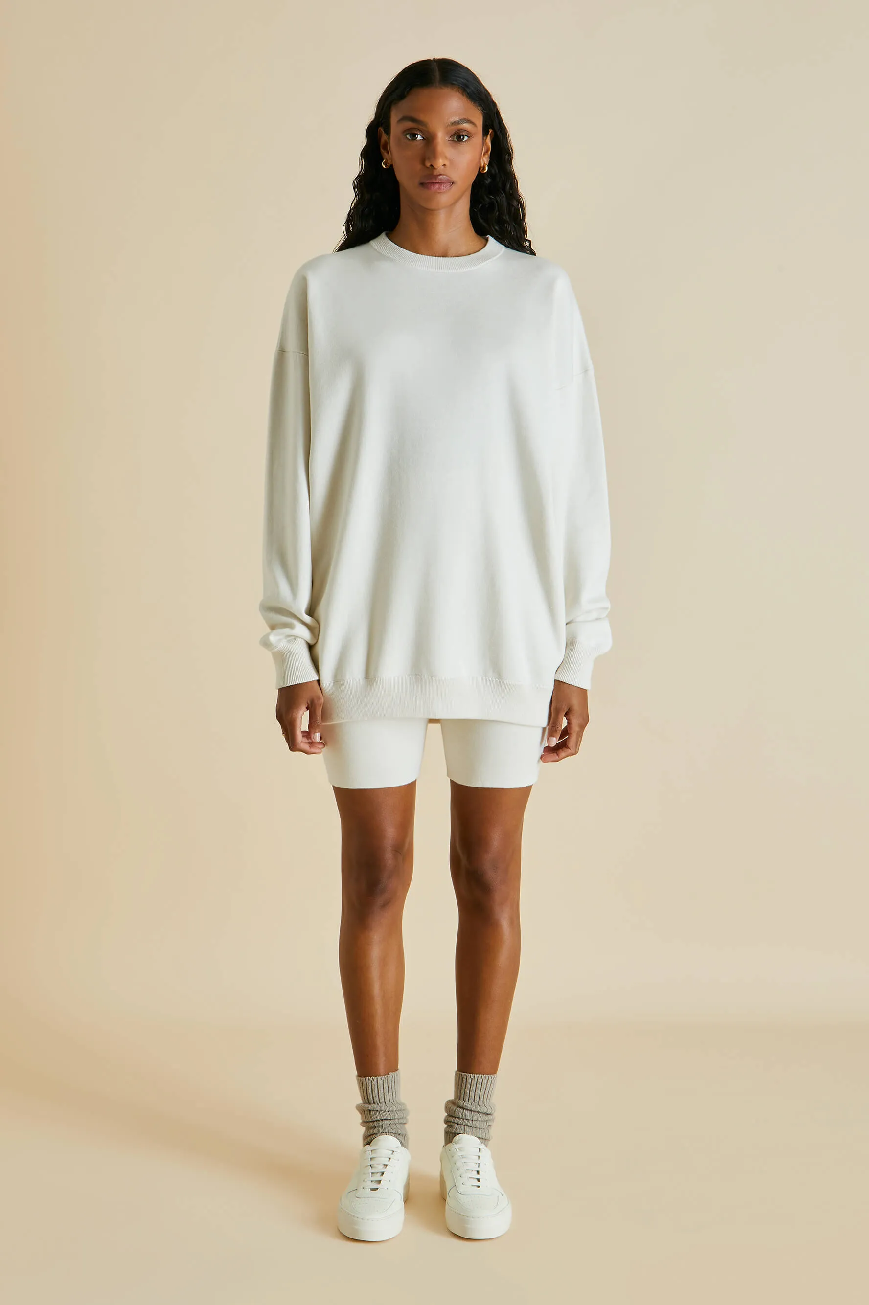 Didi Alaska Ivory Short Tracksuit in Silk-Cashmere