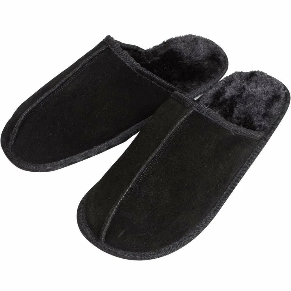 EGO Rocco Mens Suede Slip On Mule Slippers With Plush Lining