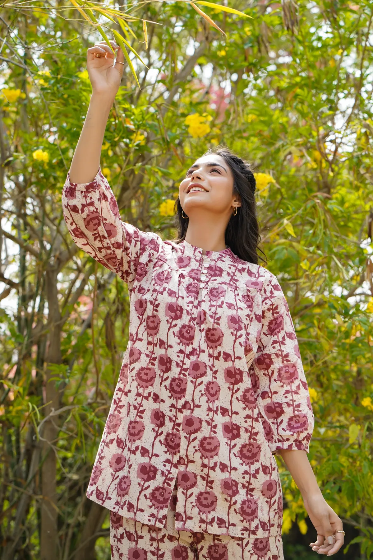 Floral Twines on off white Loungewear Top Set