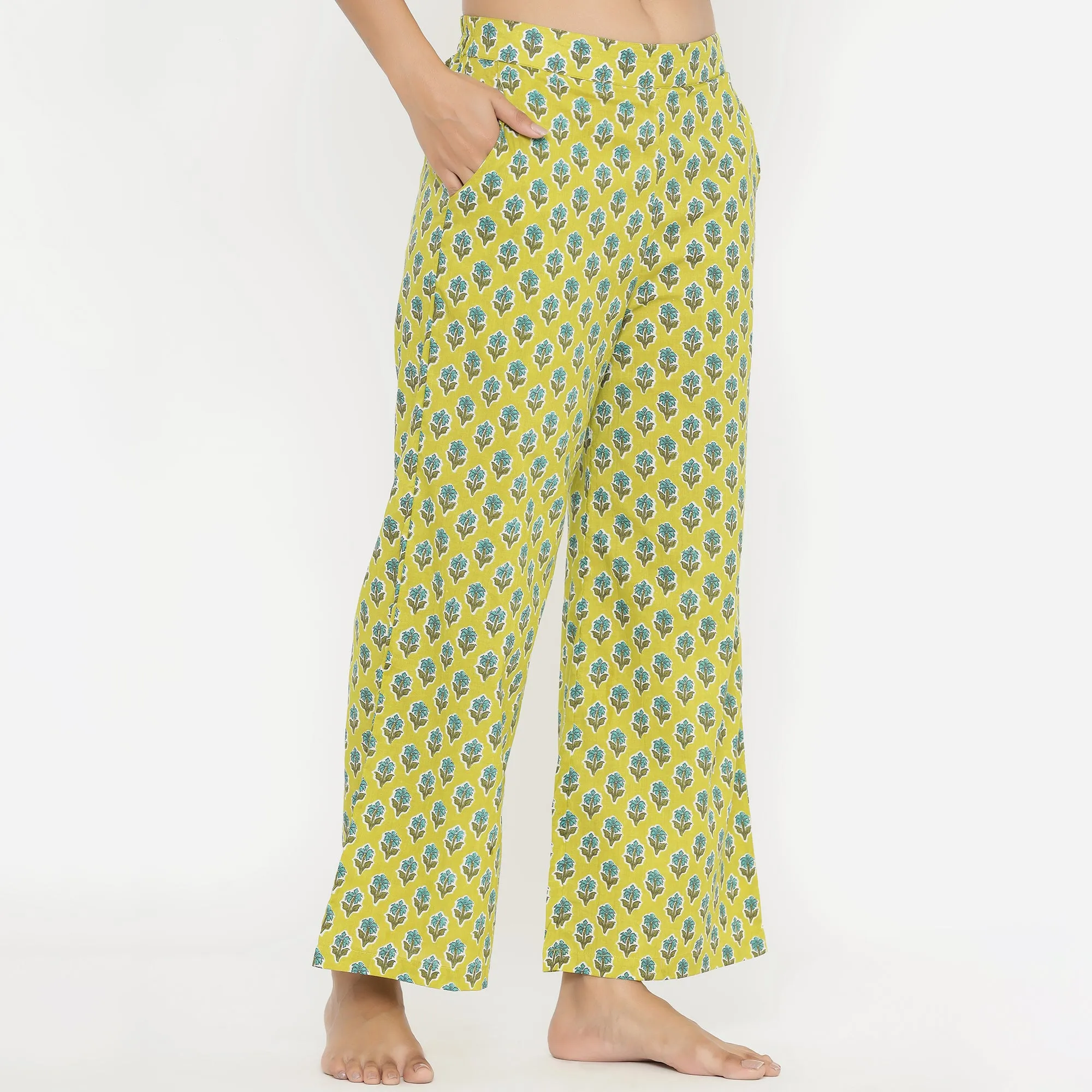 Floweret on Green Loungewear Top Set