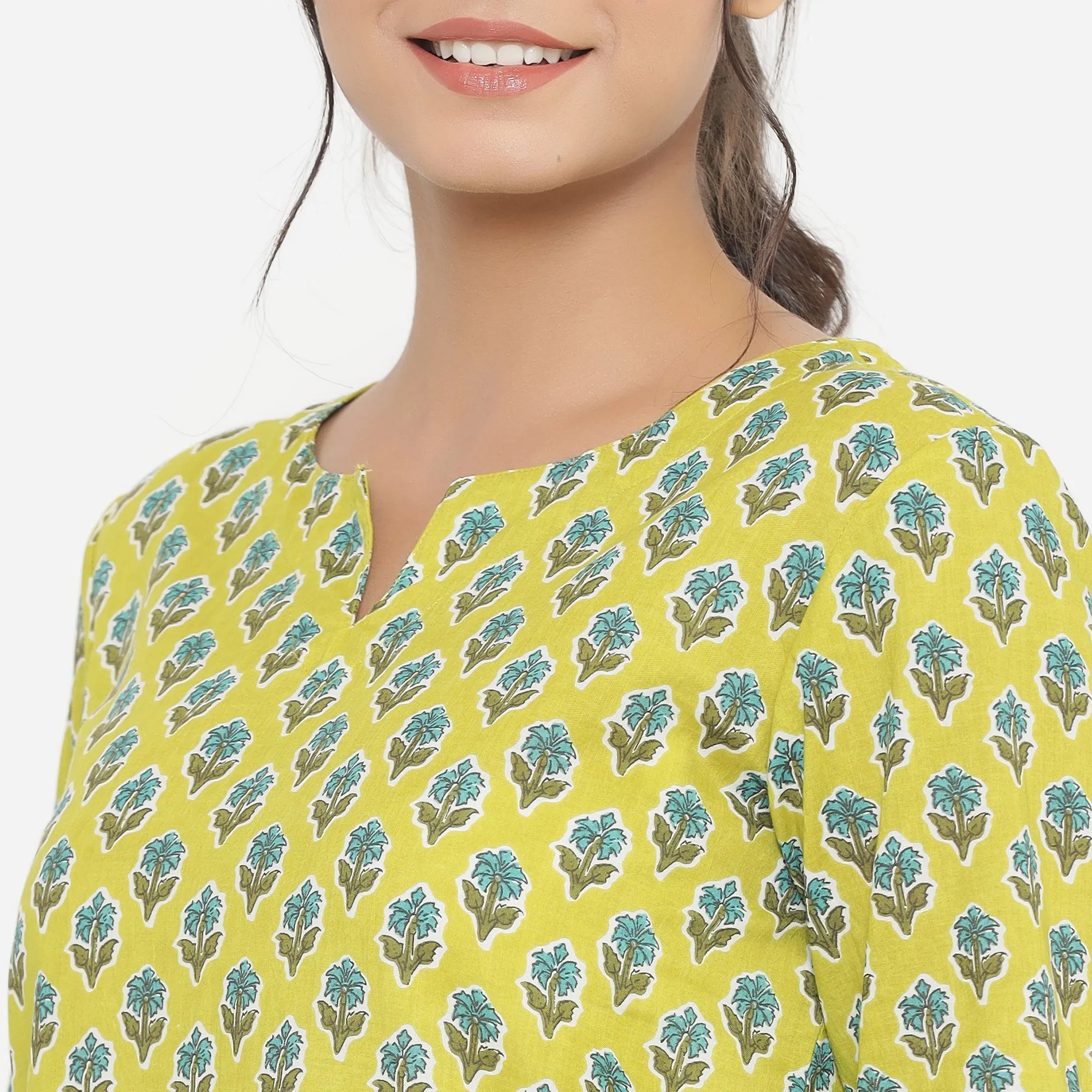 Floweret on Green Loungewear Top Set