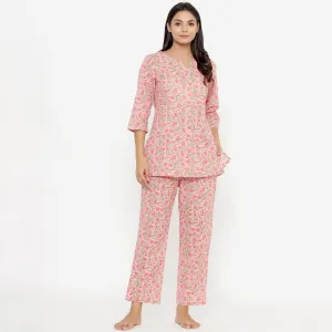 Flowers on Pink Loungewear Top Set