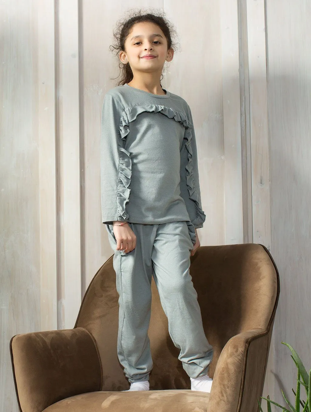 GIRLS GREY COTTON LOUNGEWEAR LW-002