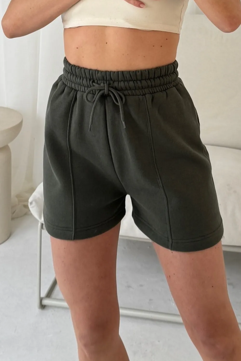 Glamify premium khaki seam detail shorts