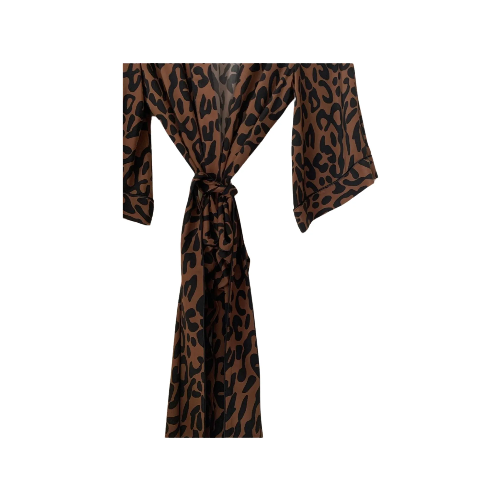 Greta Silk Robe Leopard