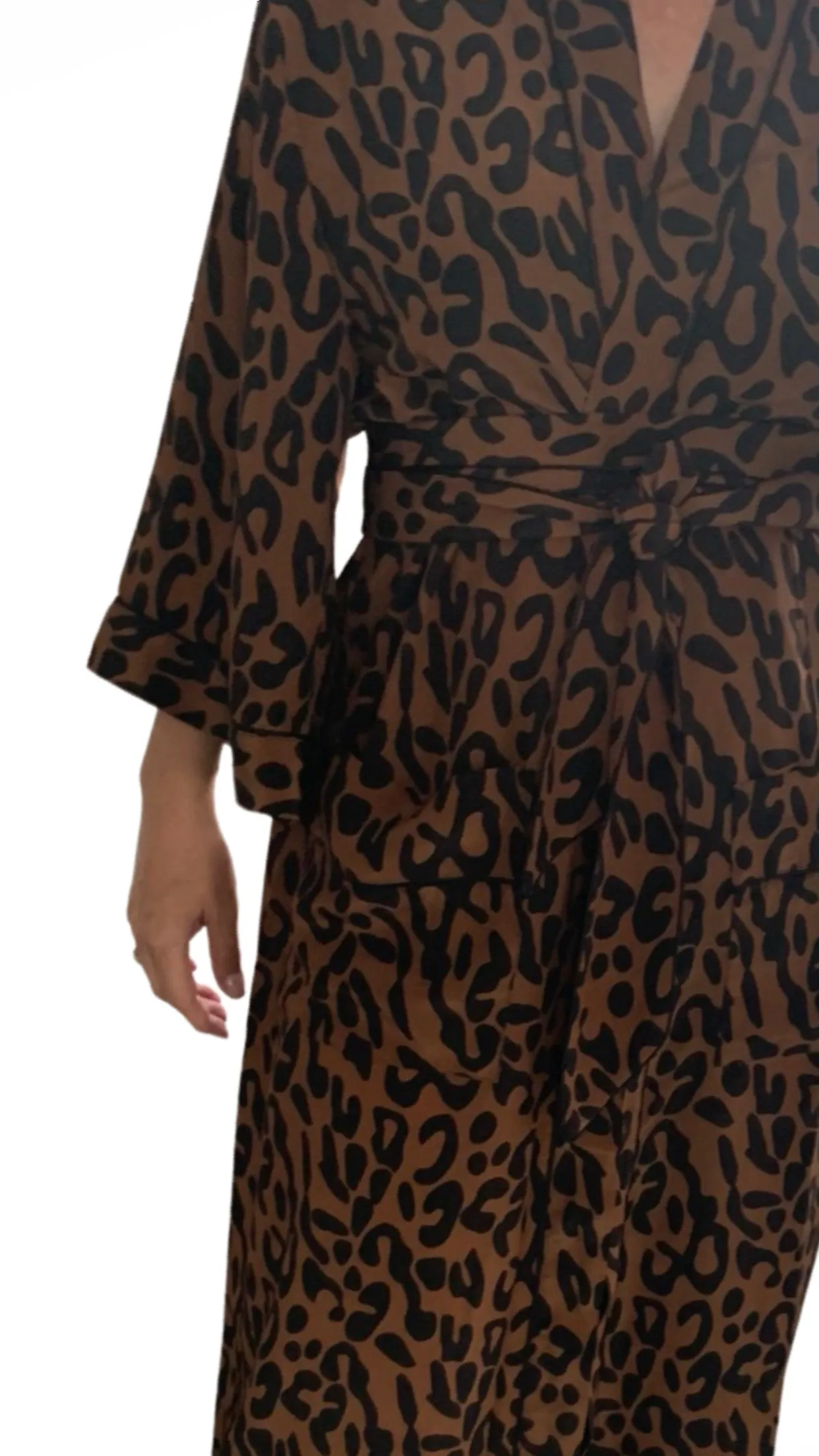 Greta Silk Robe Leopard