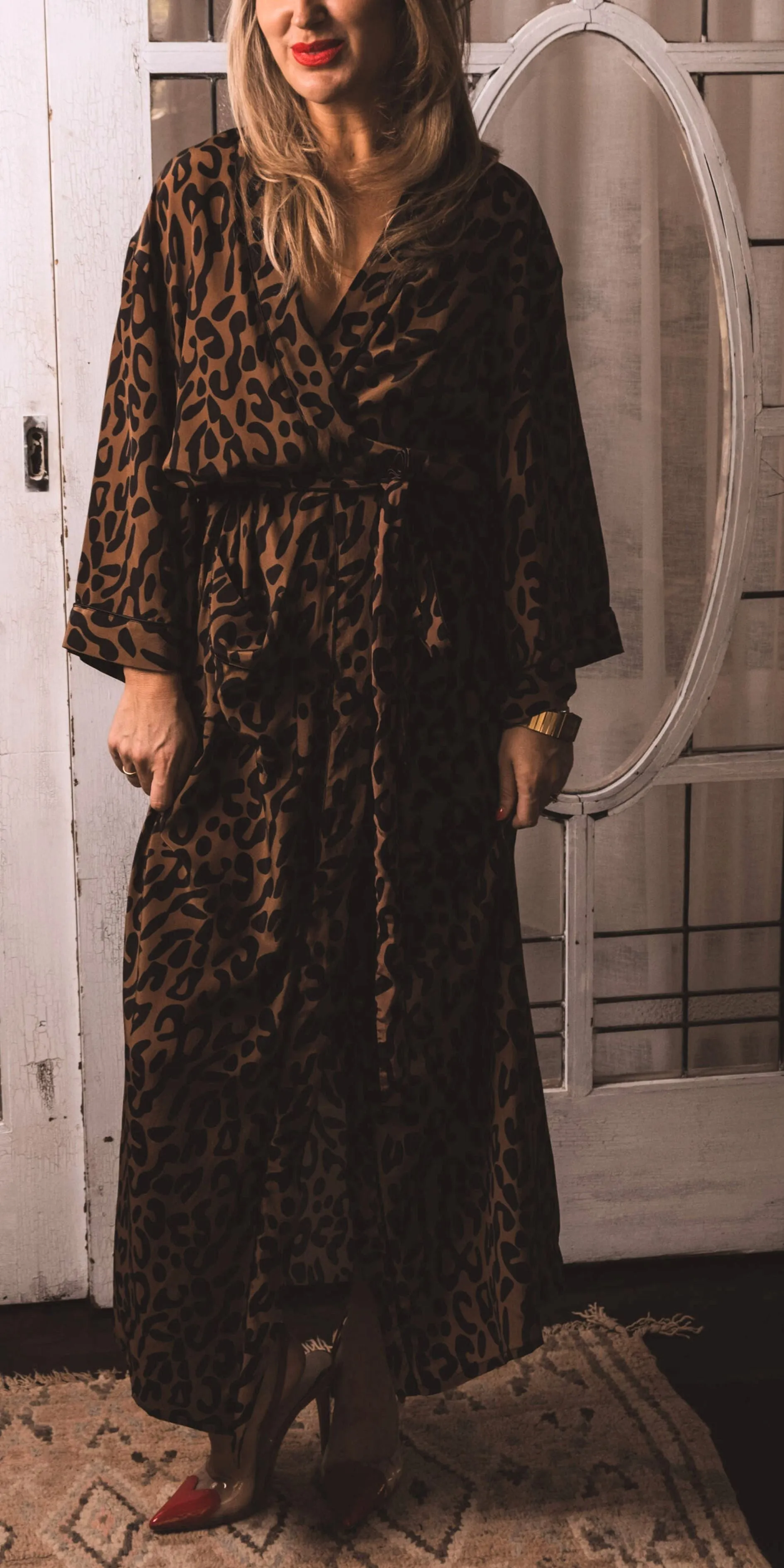 Greta Silk Robe Leopard