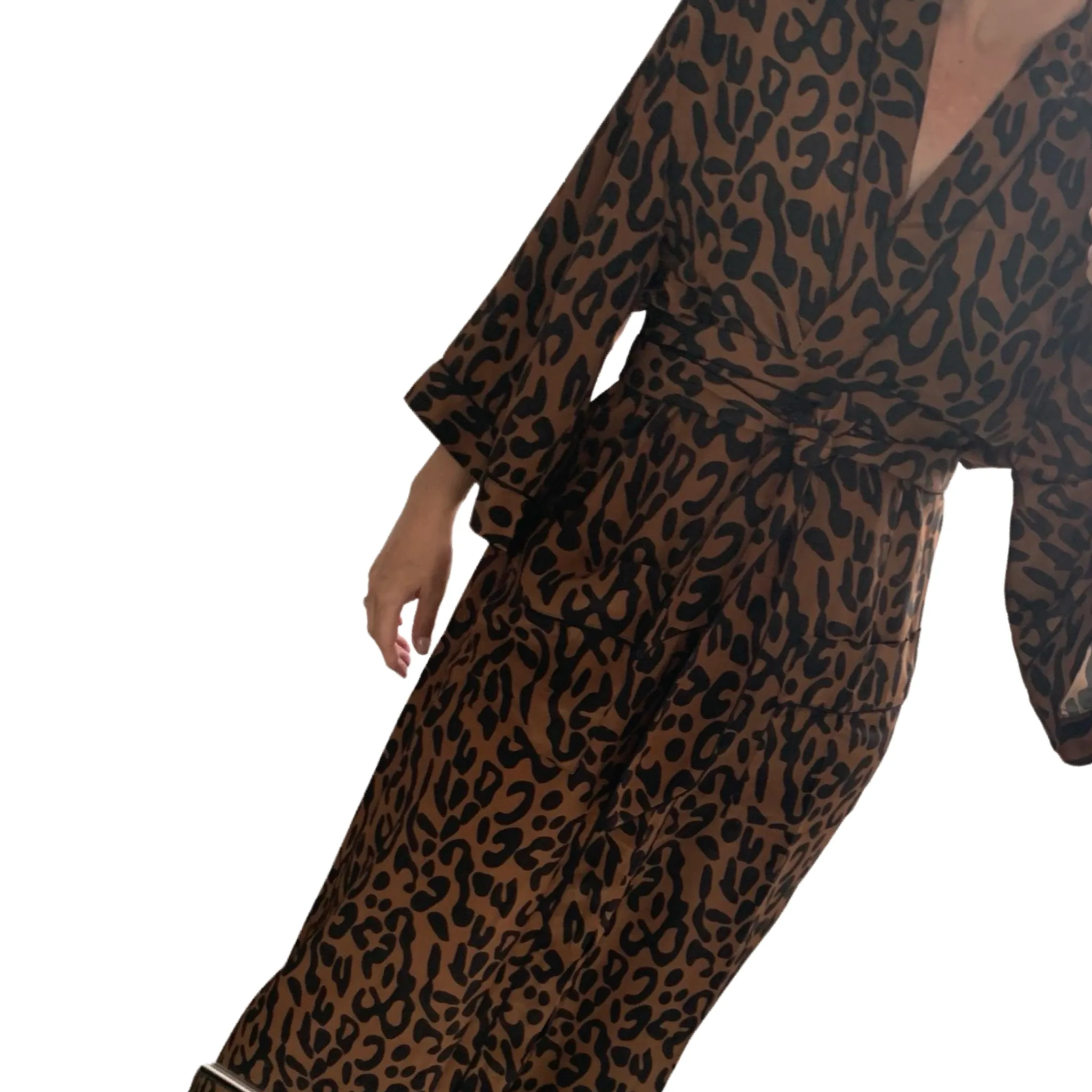 Greta Silk Robe Leopard