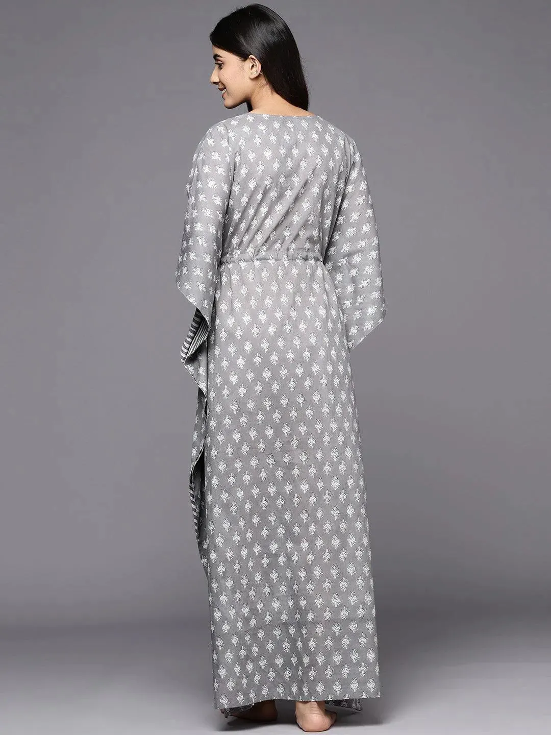 Grey Printed Cotton Nightdress