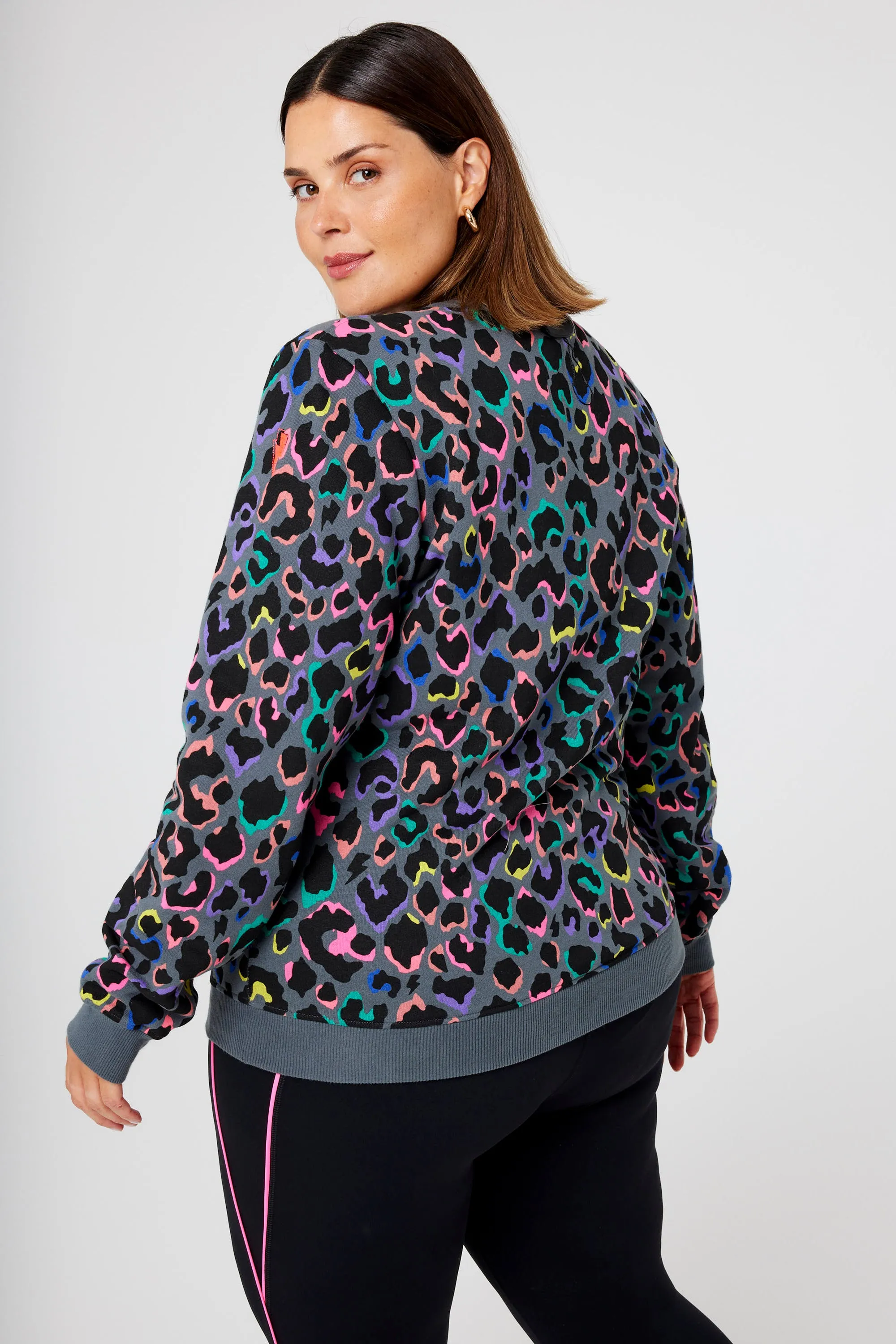 Grey with Rainbow Shadow Leopard Classic Sweatshirt