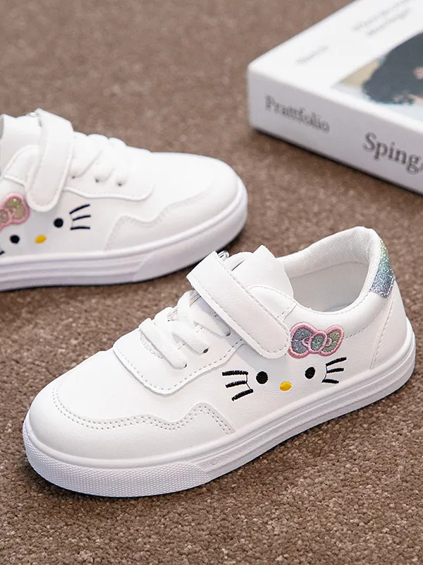 Hello Kitten Velcro Sneakers by Liv and Mia