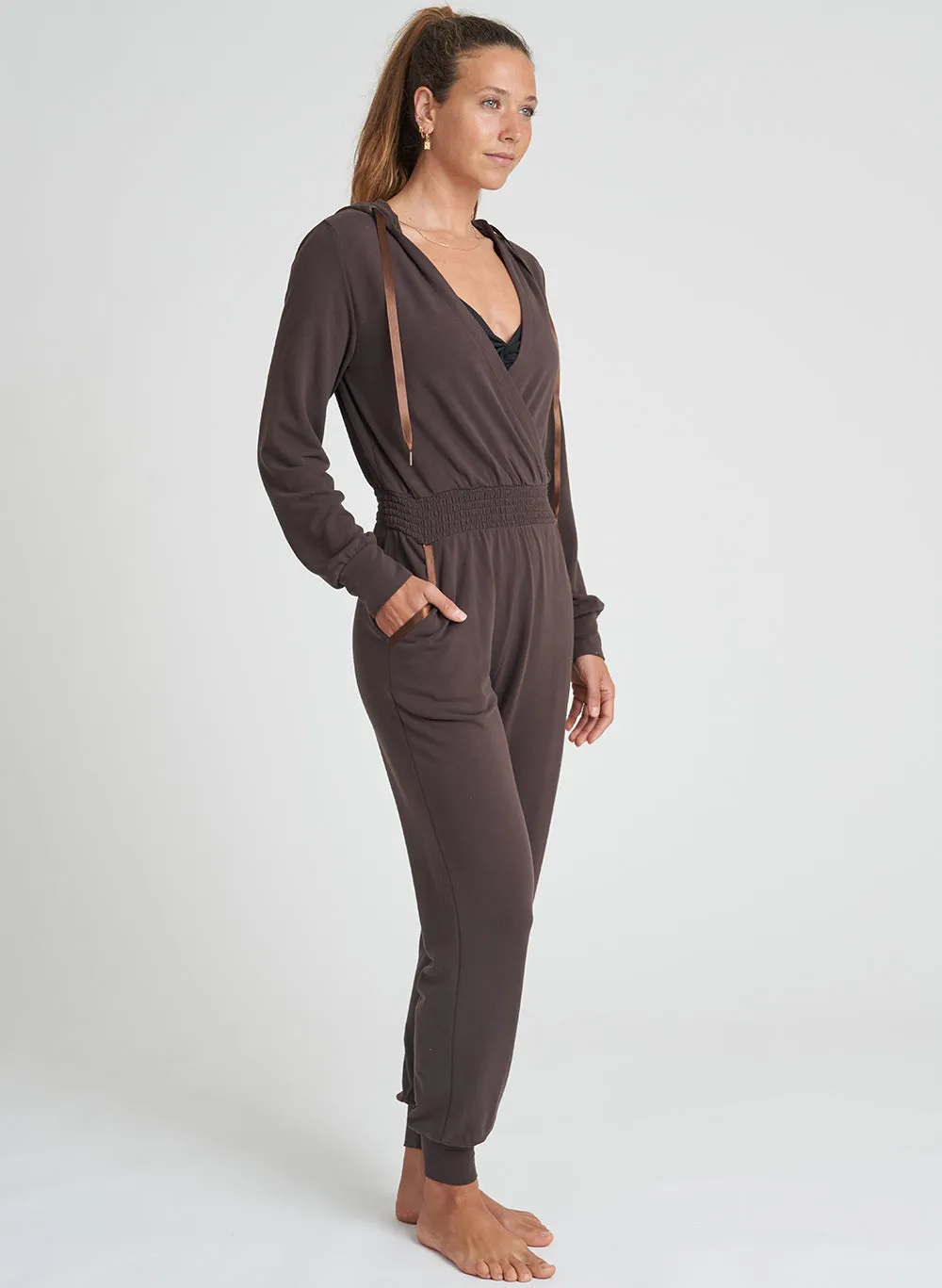 Hooded Surplice Jumpsuit