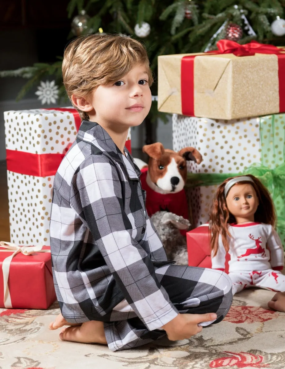 Kids Black & White Plaid Flannel Pajamas