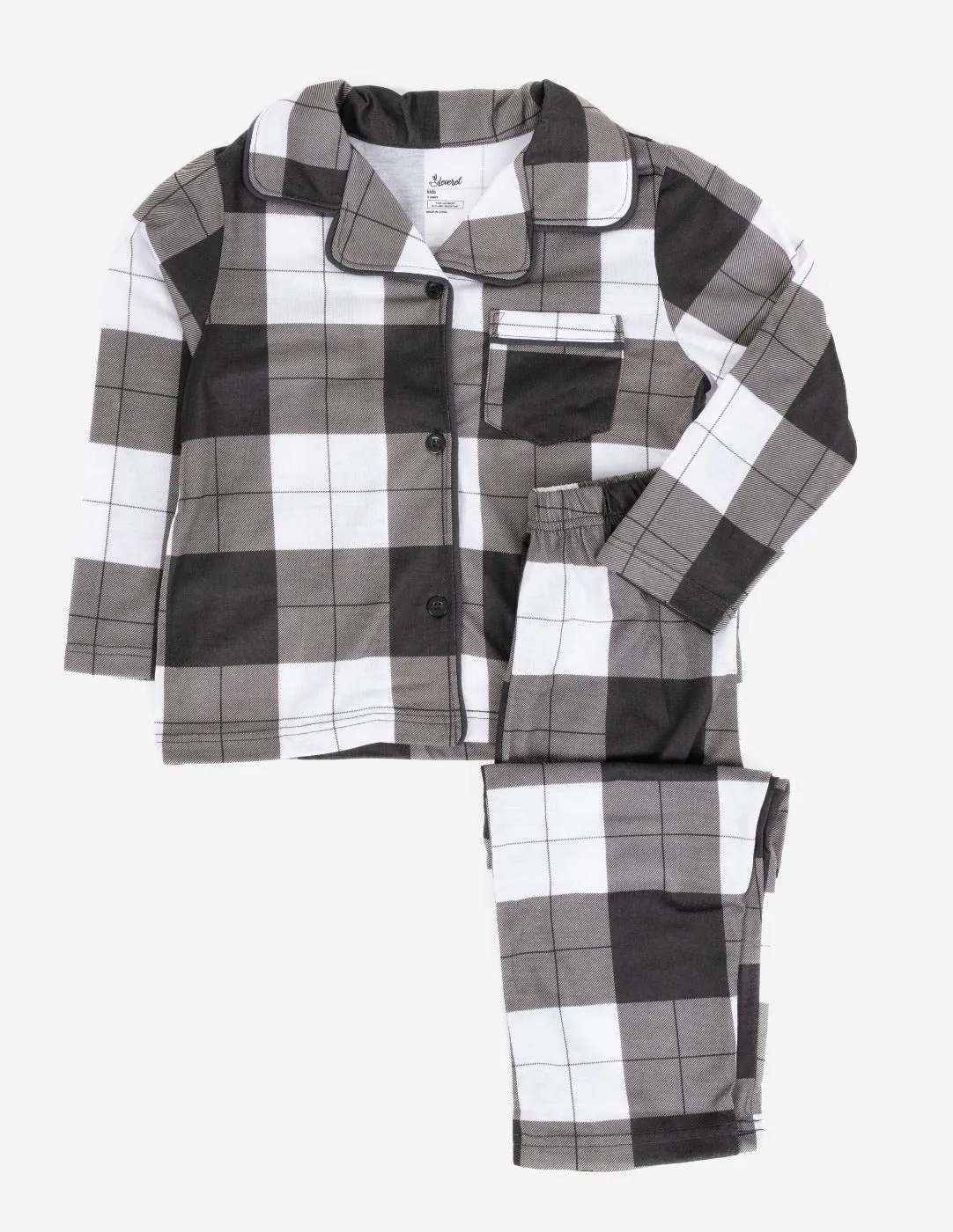 Kids Black & White Plaid Flannel Pajamas