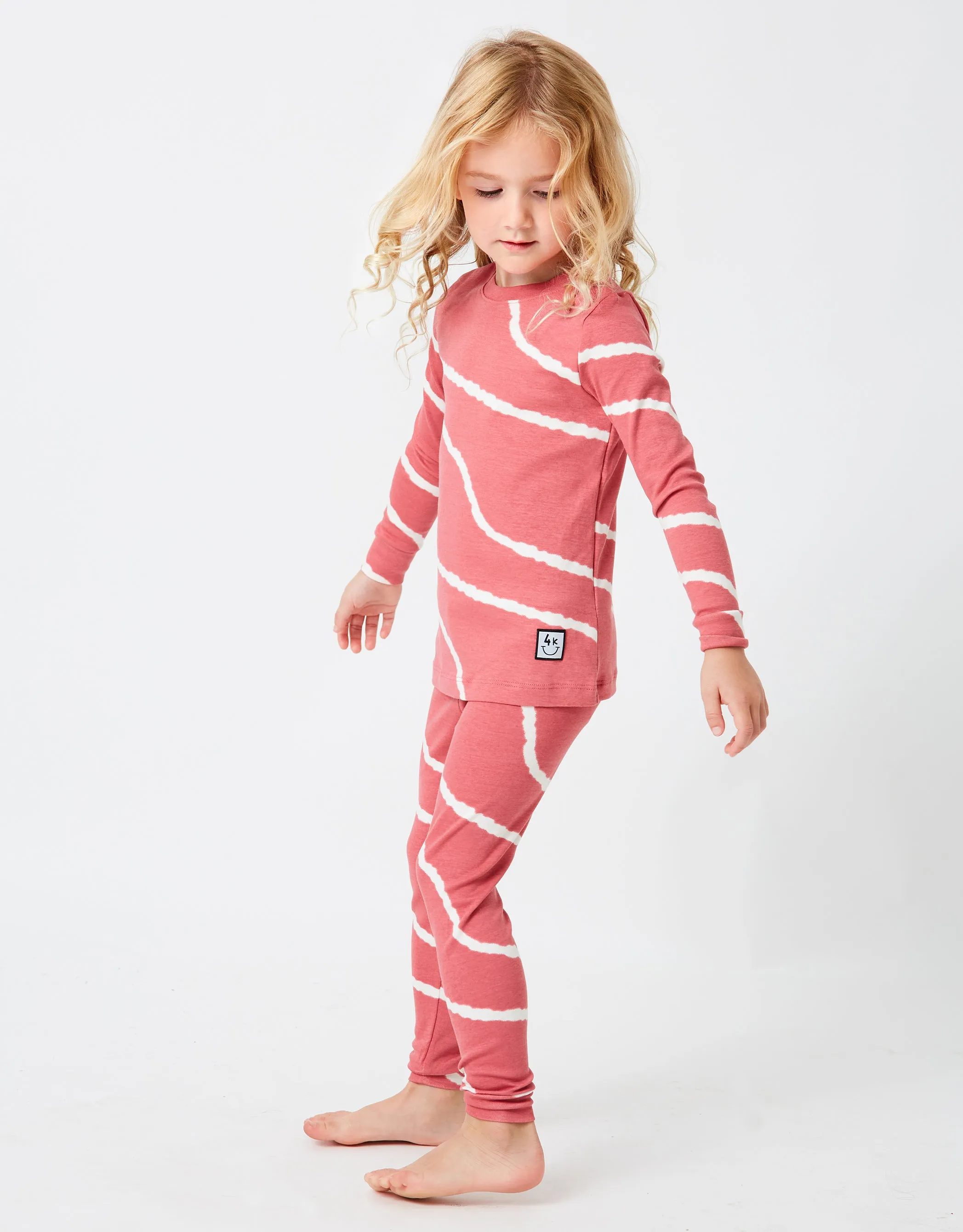 Kids Pima Cotton Streaks Legging Playwear Set Pink