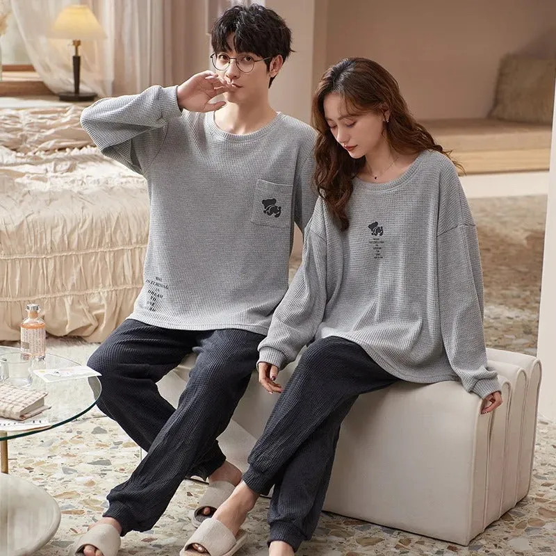 Long Sleeve Cartoon Couple Pajama Set