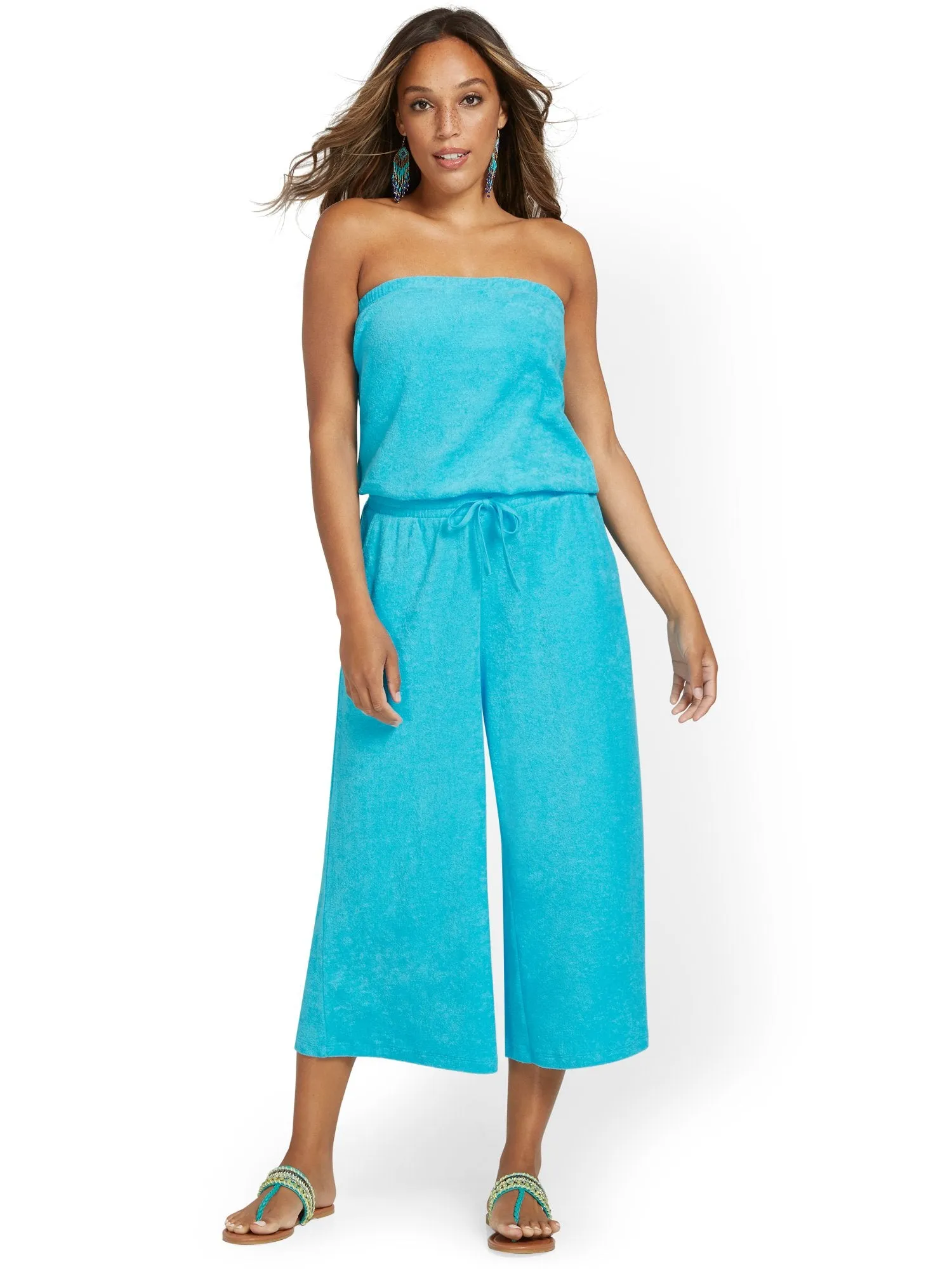 Loop Terry Wide-Leg Capri Pant