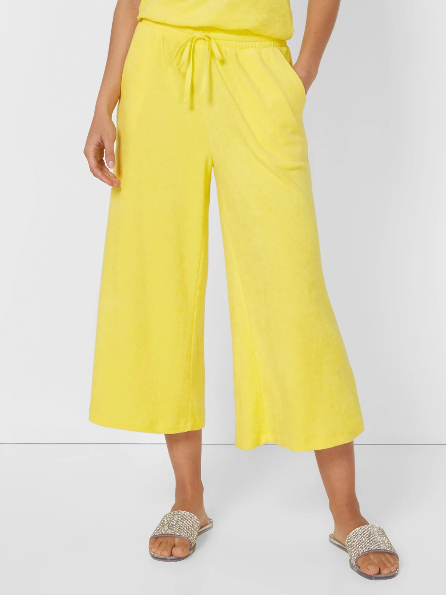 Loop Terry Wide-Leg Capri Pant