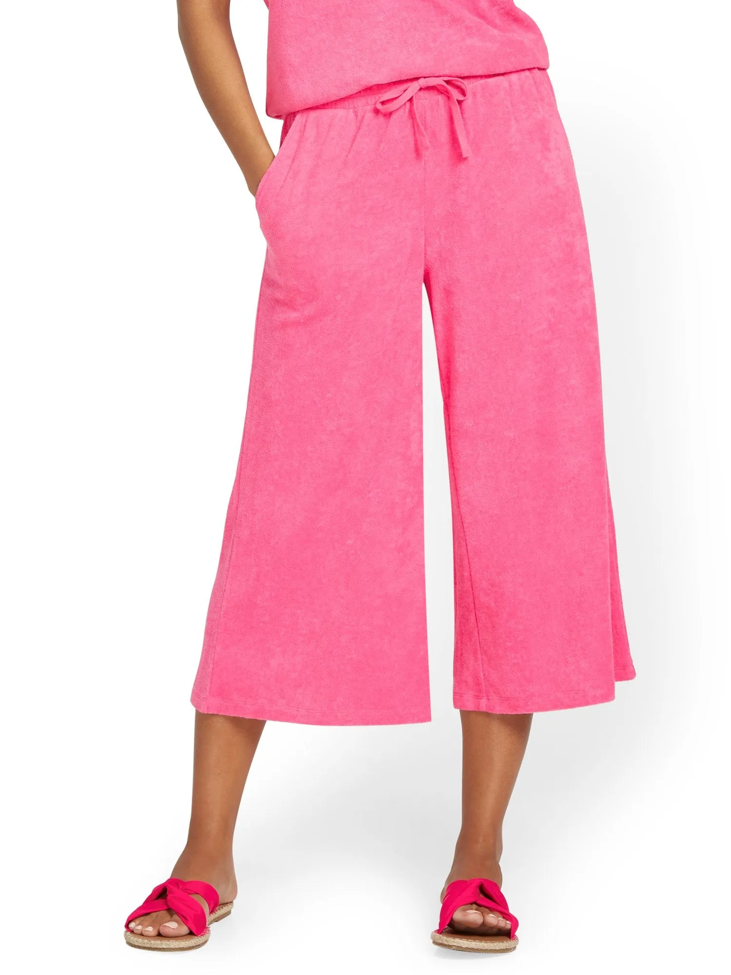 Loop Terry Wide-Leg Capri Pant