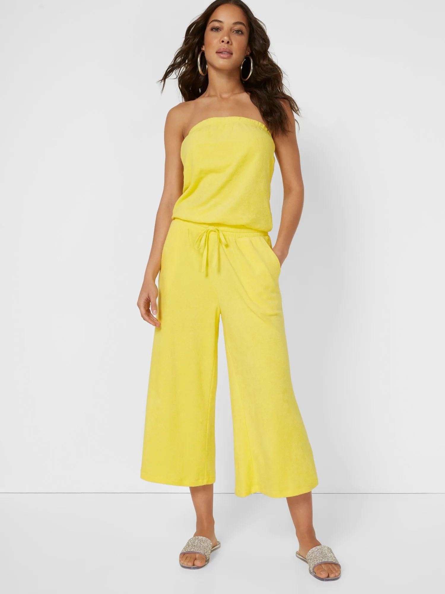 Loop Terry Wide-Leg Capri Pant