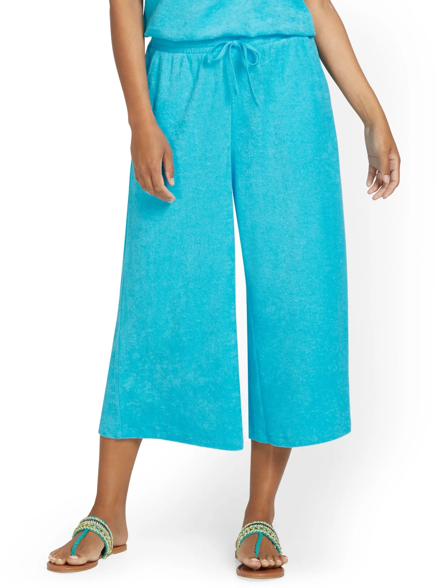 Loop Terry Wide-Leg Capri Pant