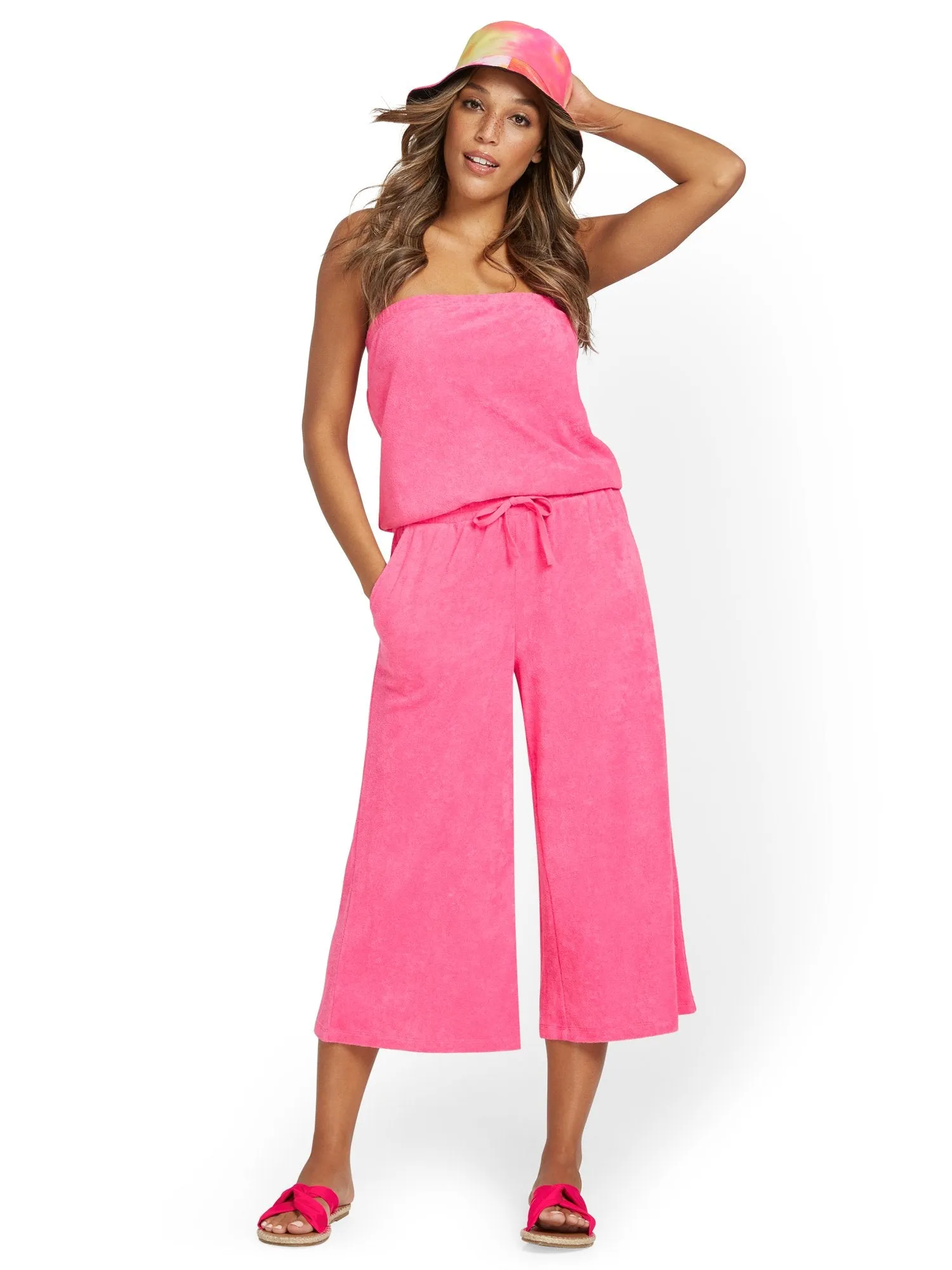 Loop Terry Wide-Leg Capri Pant