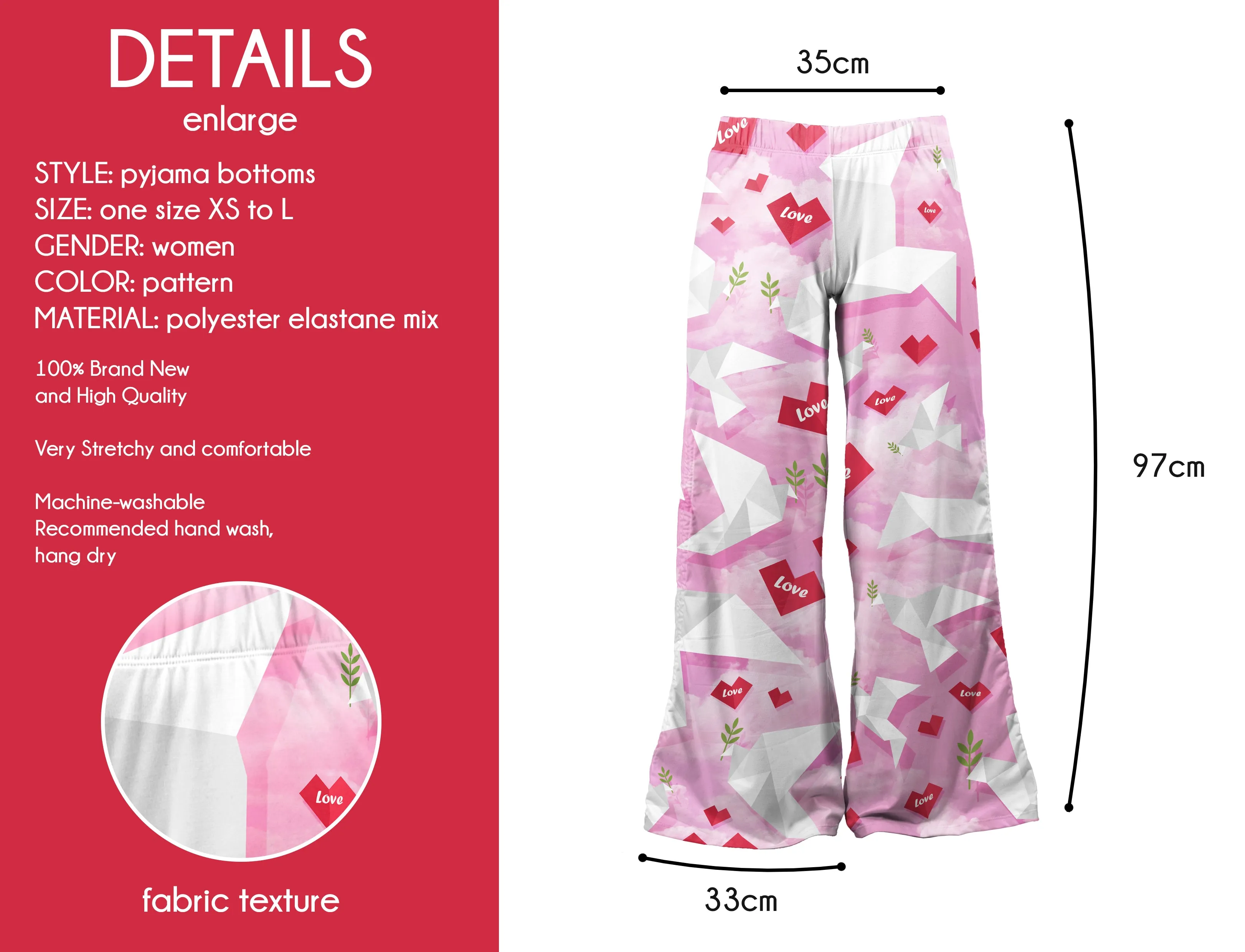 Loungewear Pink Origami Love (UK Size 8-14)