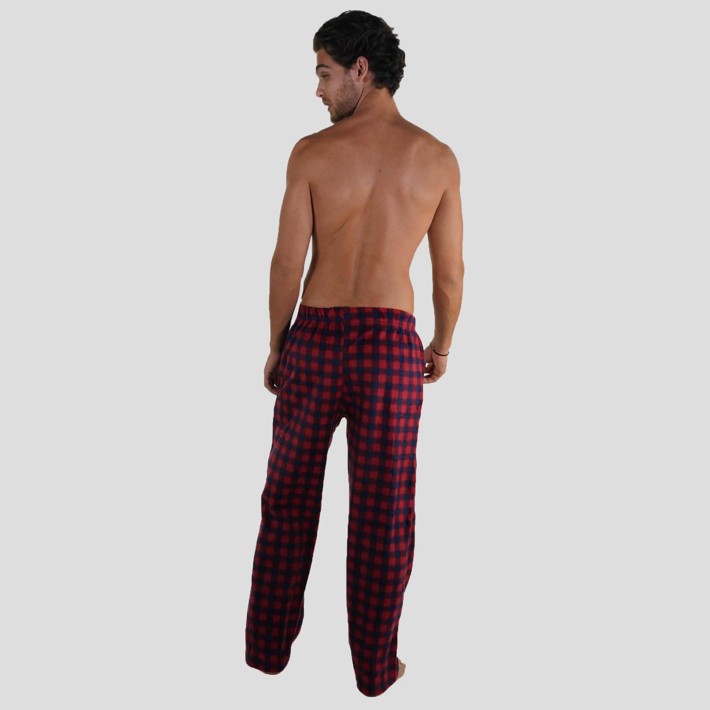 Members Only Men's Minky Fleece Sleep Pants - Red Plaid