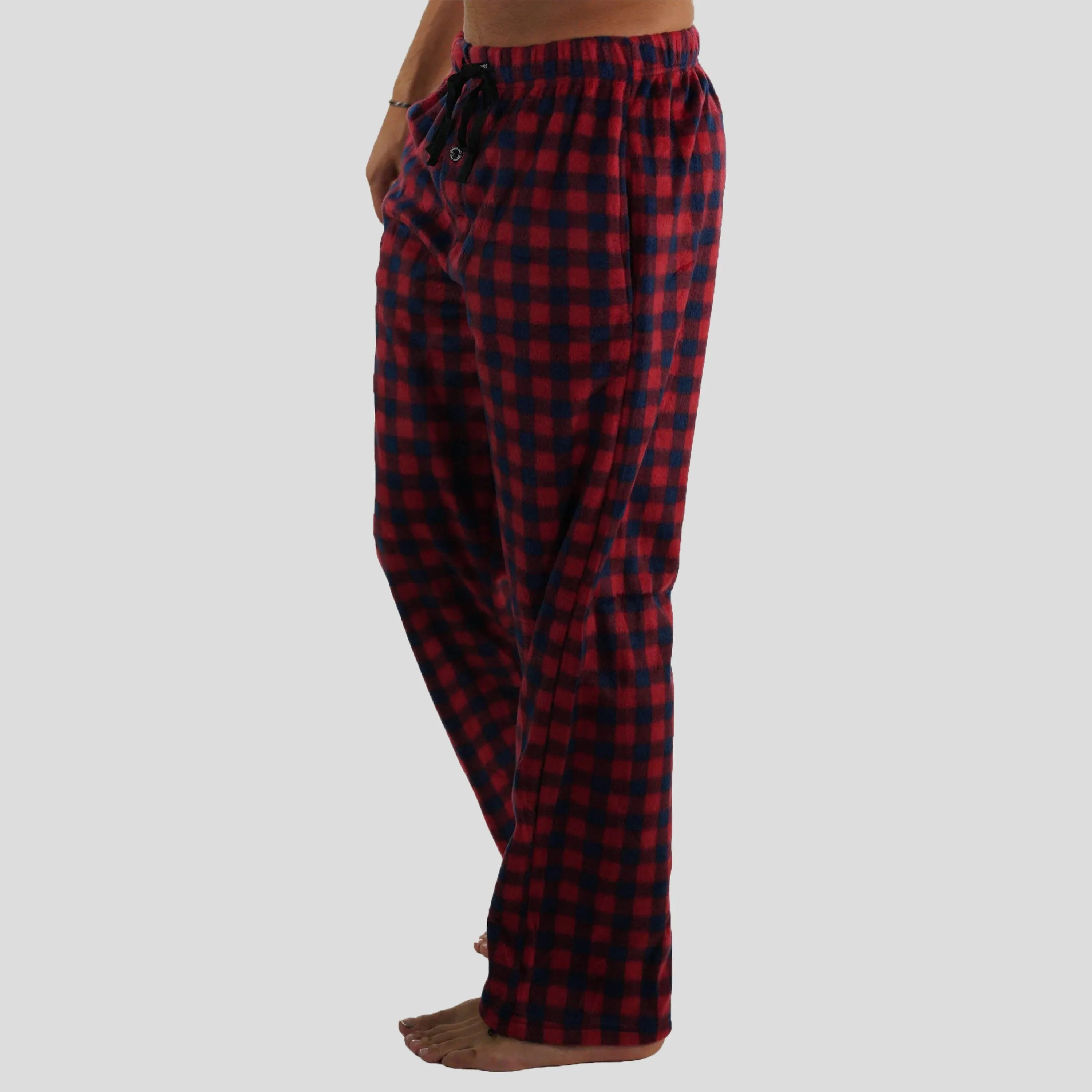 Members Only Men's Minky Fleece Sleep Pants - Red Plaid