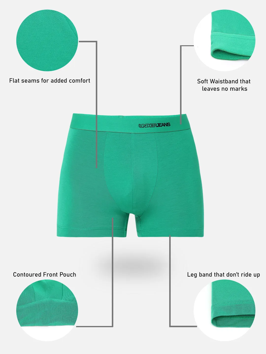 Men Premium Micromodal Green Trunk - Underjeans By Spykar