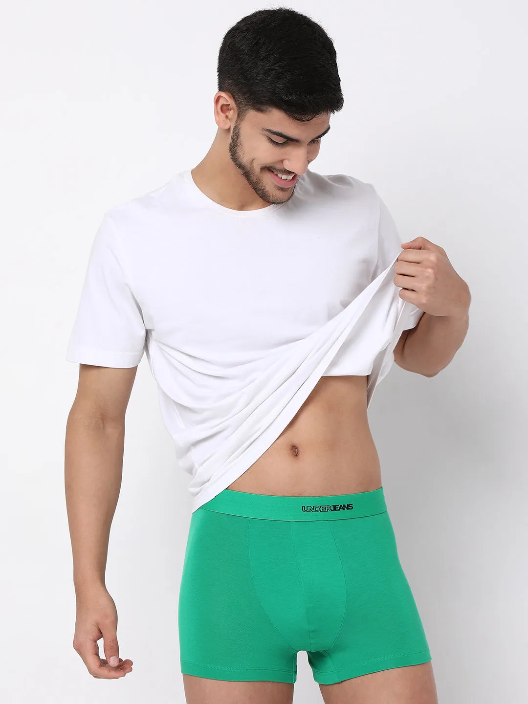 Men Premium Micromodal Green Trunk - Underjeans By Spykar